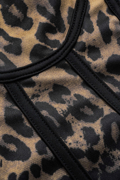 Corset Top Leopard Imprimé avec Lacets