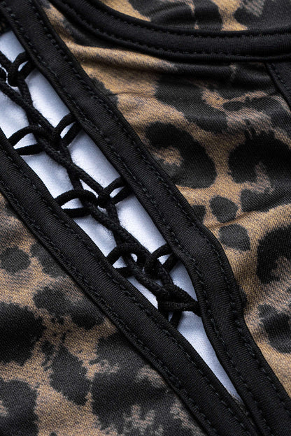 Corset Top Leopard Imprimé avec Lacets