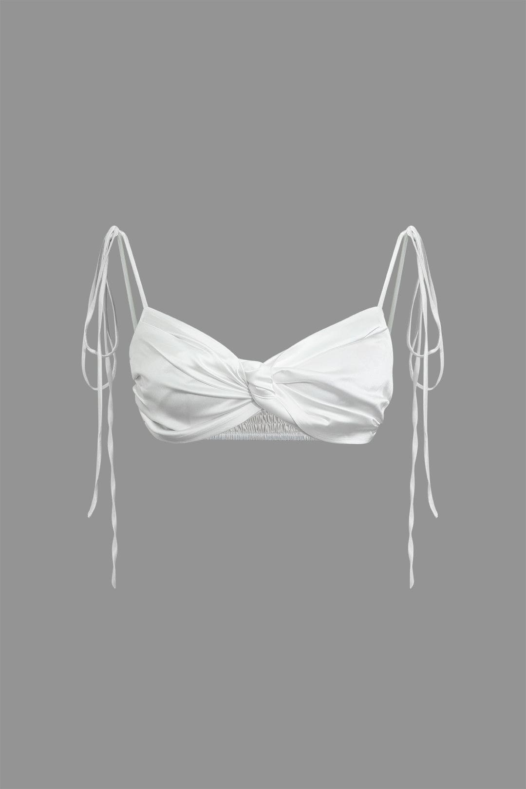 Top satin femme avec bretelles ajustables et nœud déco