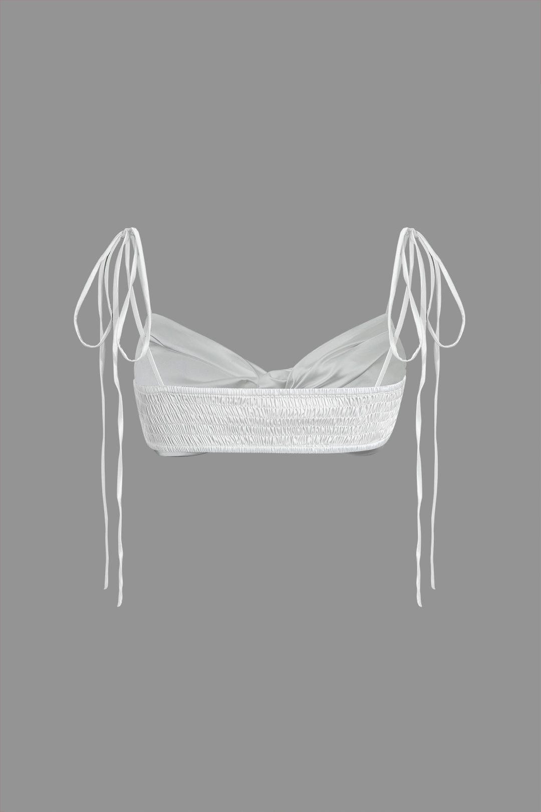 Top satin femme avec bretelles ajustables et nœud déco