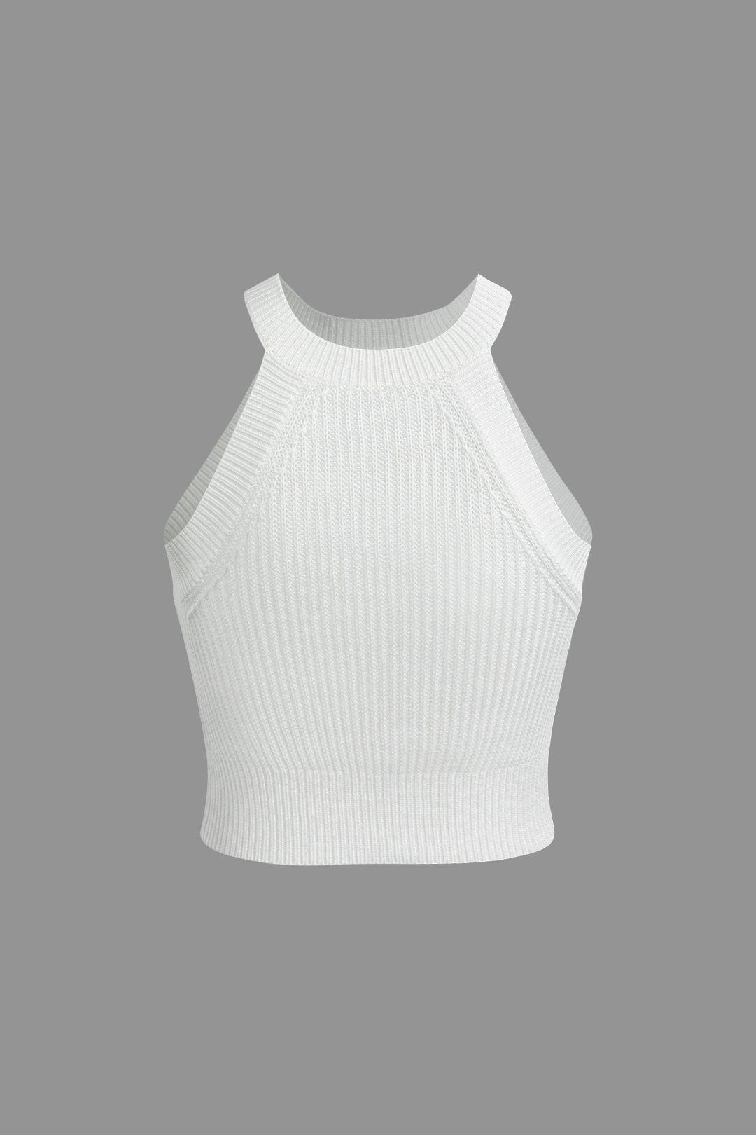 Top Cropped Moulant sans Manches pour Femme