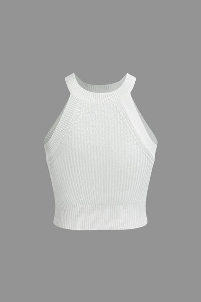 Top Cropped Moulant sans Manches pour Femme