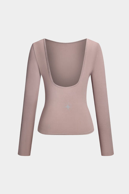 Top Moulant Dos Nu Longues Manches