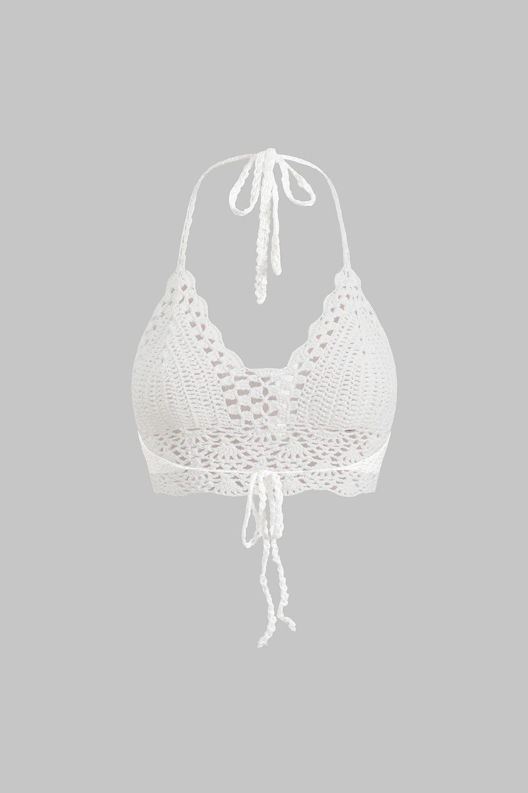 Top Boho Croppé Blanc en Dentelle avec Bretelles Réglables