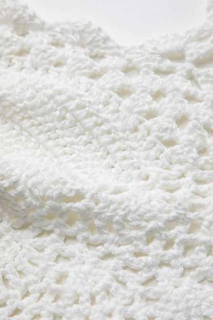 Top Boho Croppé Blanc en Dentelle avec Bretelles Réglables