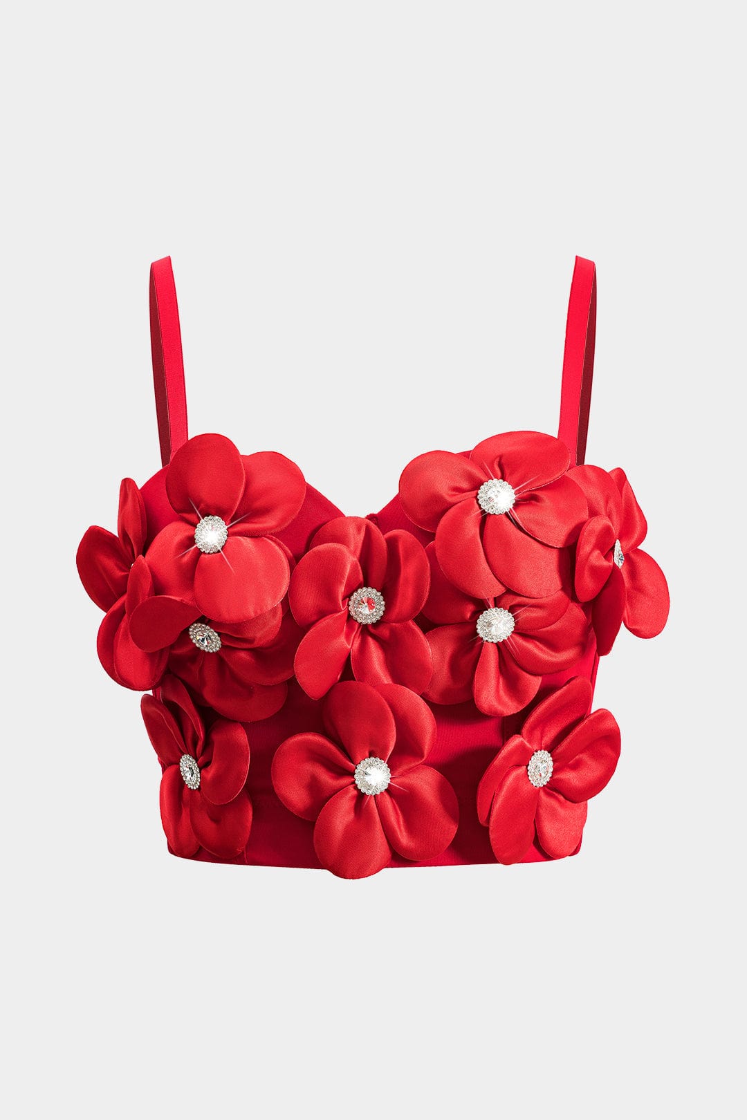 Top Bustier Romantique Fleurs 3D et Paillettes - BerlinGlamour