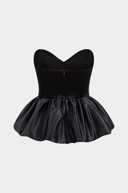 Top corsage cœur satiné femme élégant