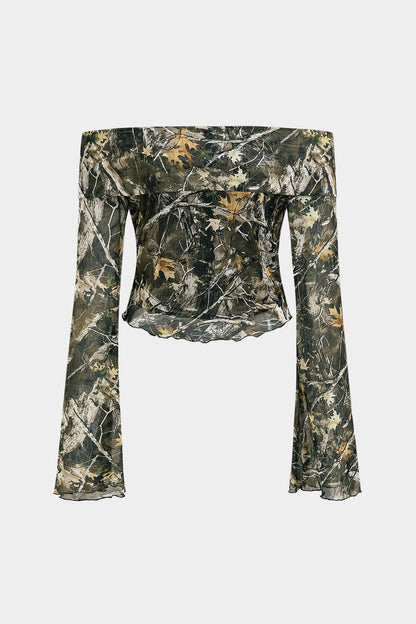 Top débardeur camouflage manches cloche - BerlinGlamour