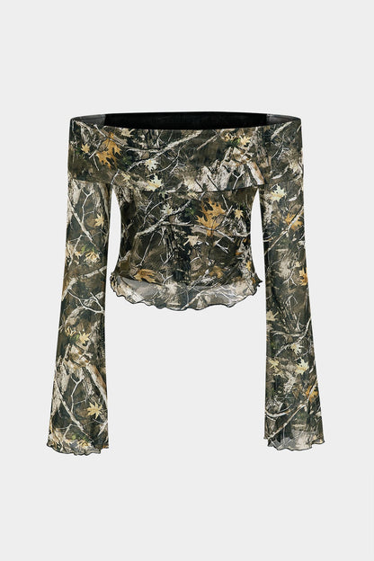Top débardeur camouflage manches cloche