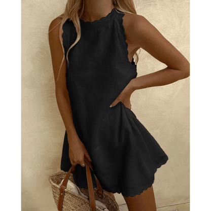 Robe Été Femme Élégante Sans Manches en Dentelle