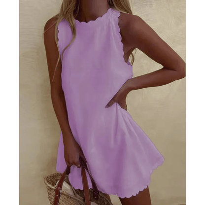 Robe Été Femme Élégante Sans Manches en Dentelle