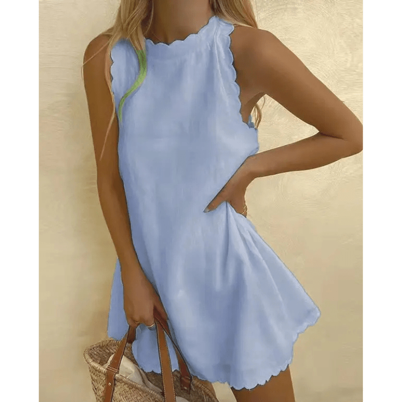 Robe Été Femme Élégante Sans Manches en Dentelle