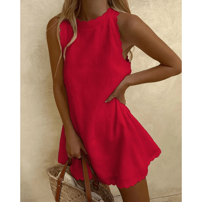Robe Été Femme Élégante Sans Manches en Dentelle