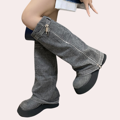 Bottes Hiver Femmes À Talons Hauts en Cuir - PanierRoyale