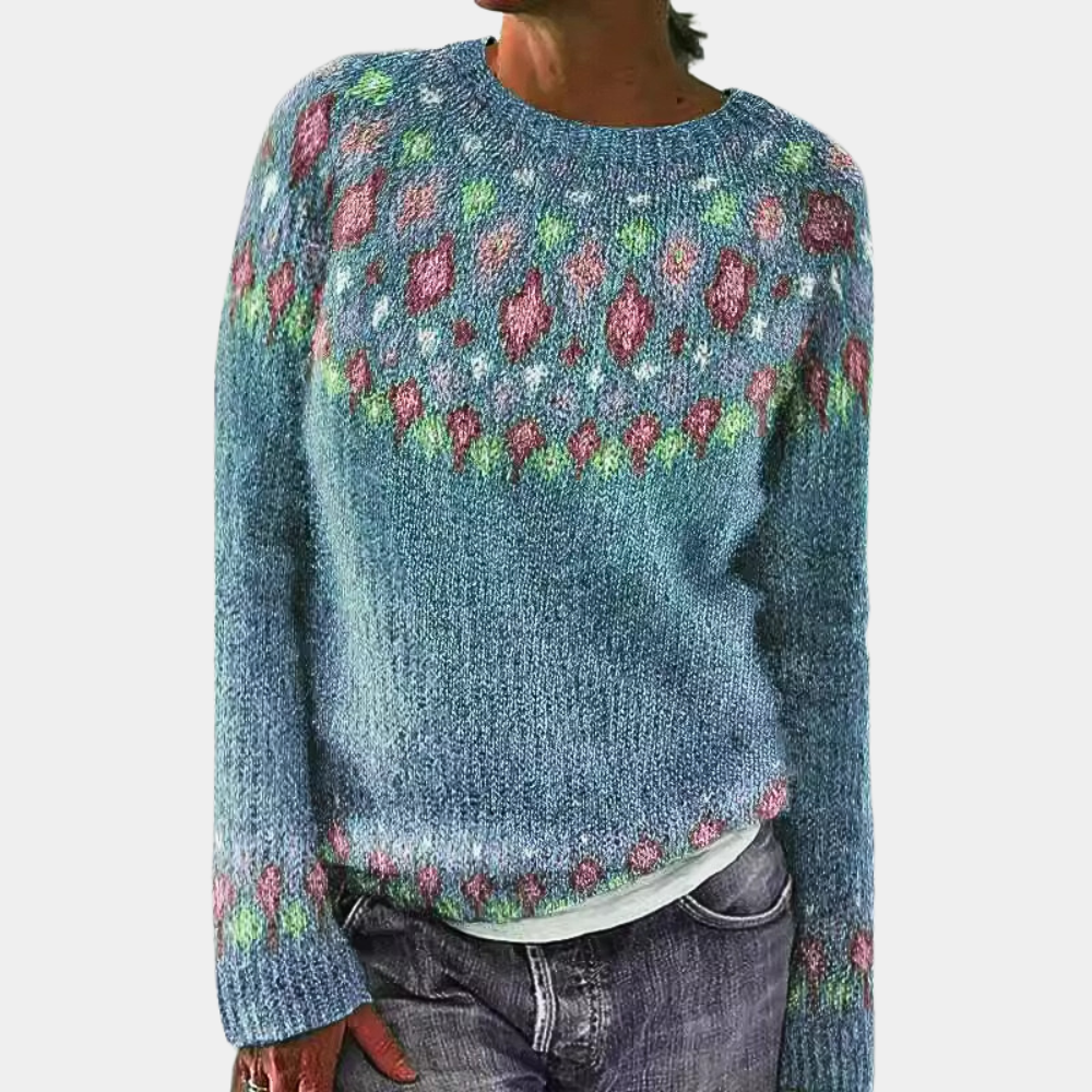 Pull Femme Laine Mélange Coloré Géométrique → Pull Femme Laine Douce Motif Géométrique