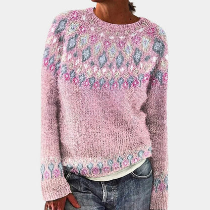 Pull Femme Laine Mélange Coloré Géométrique → Pull Femme Laine Douce Motif Géométrique