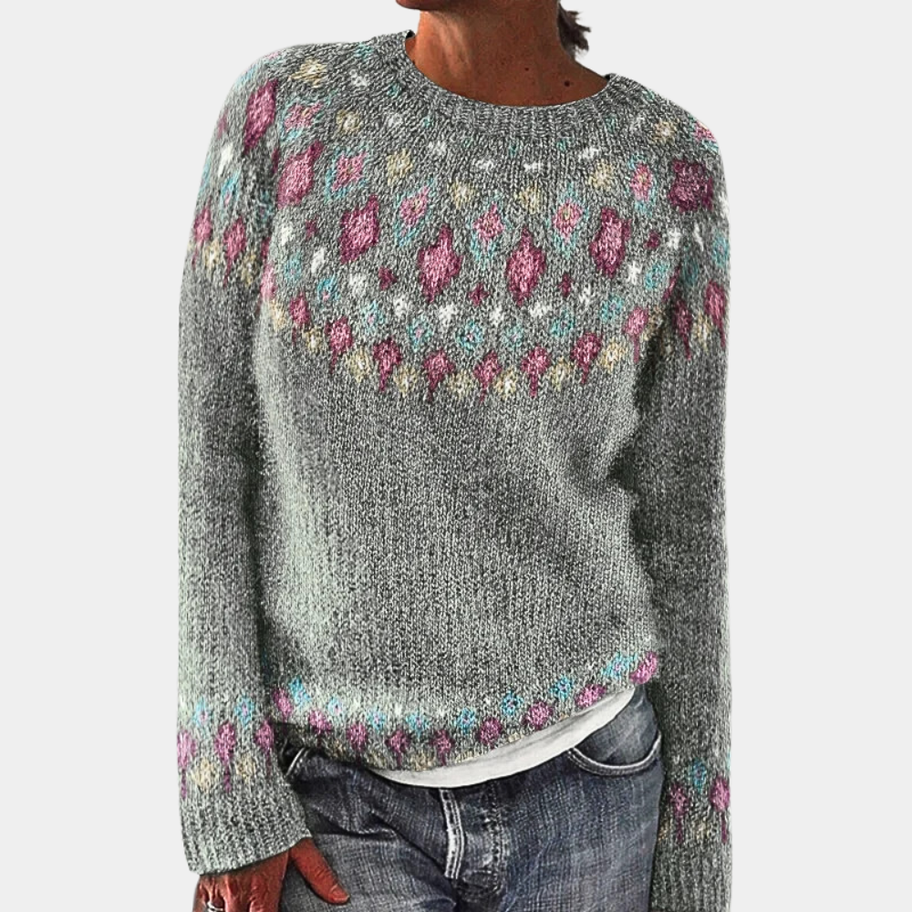 Pull Femme Laine Mélange Coloré Géométrique → Pull Femme Laine Douce Motif Géométrique - PanierRoyale