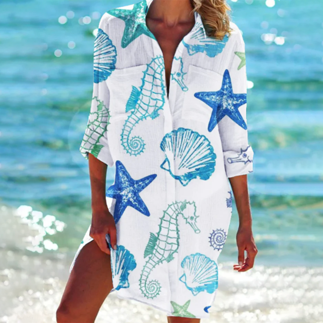 Robe Chemisier Femme Coton Lin Élégant et Confortable