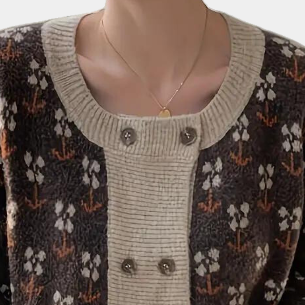 DOROTHY - Cardigan Tricoté à Fleurs Élégant pour Femmes