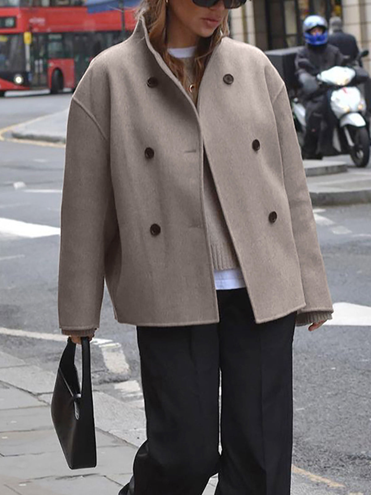 Manteau Femme Élégant Double Boutons Classique