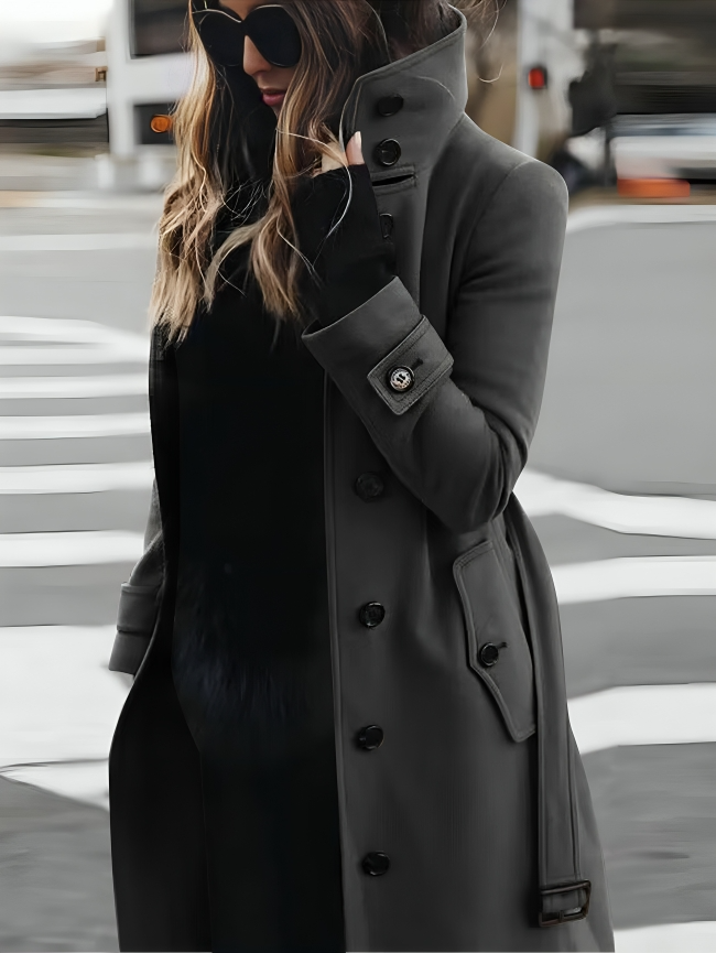 Manteau Femme Élégant - Trench Classique à Ceinture Ajustable - PanierRoyale