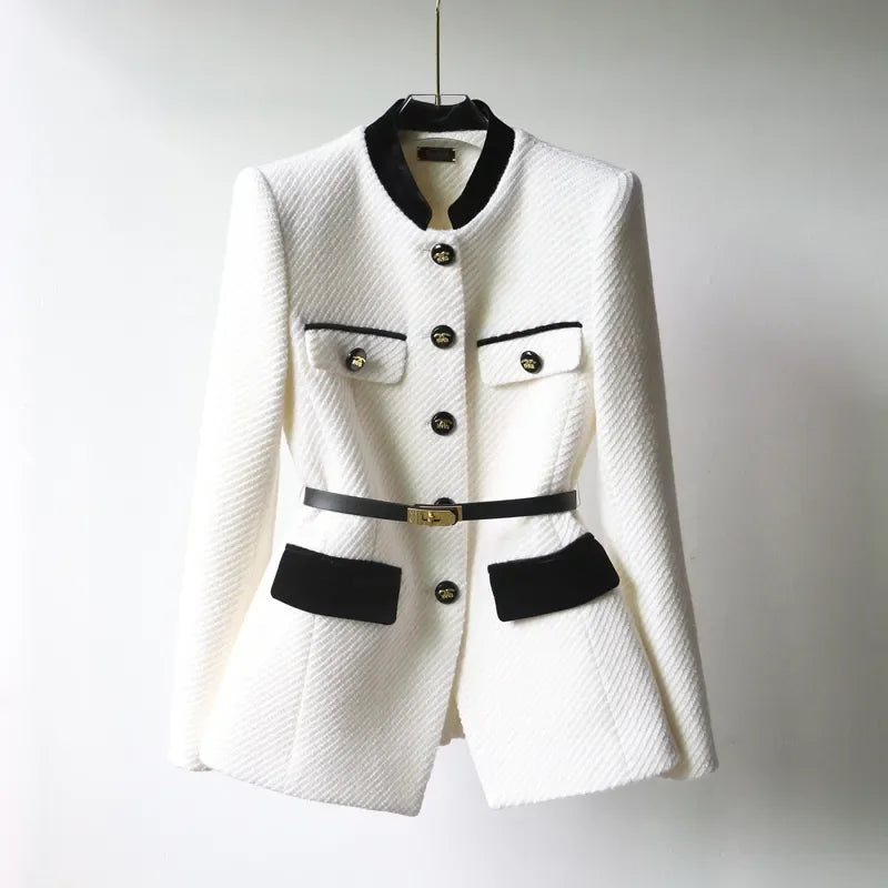 Manteau Femme Élégant en Laine Classique