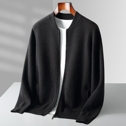 Cardigan Homme Laine Chaud et Élégant avec Fermeture Éclair