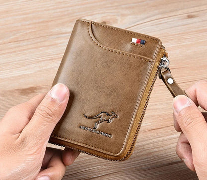 Porte-monnaie Homme Cuir Sécurisé à Fermeture Éclair