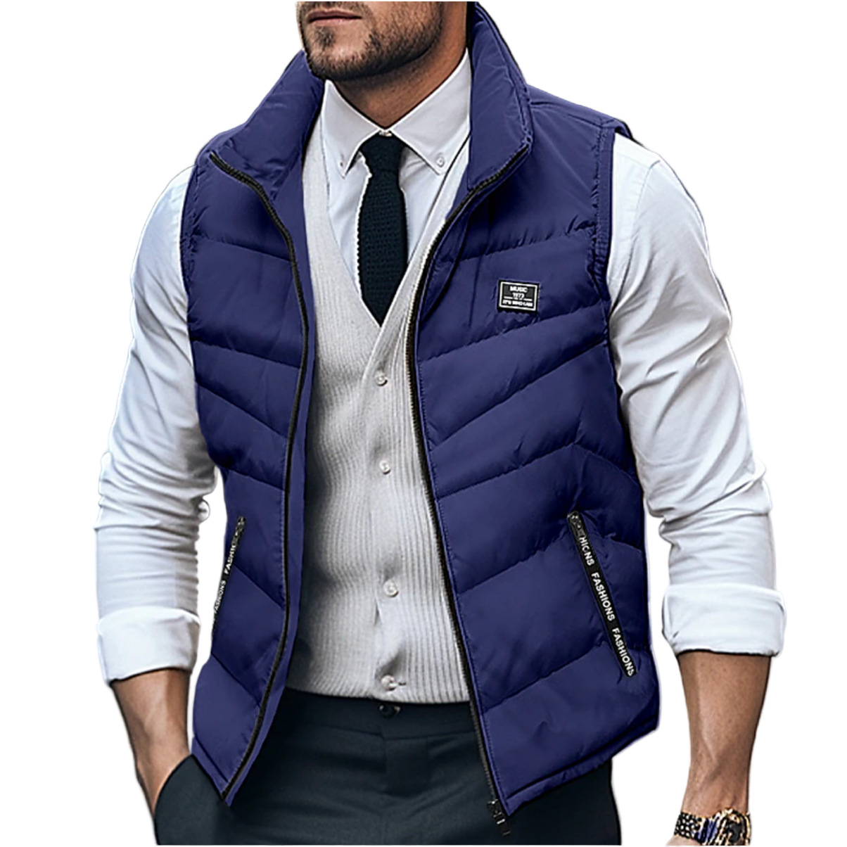 Gilet homme hiver chaud et léger avec fermeture éclair - PanierRoyale