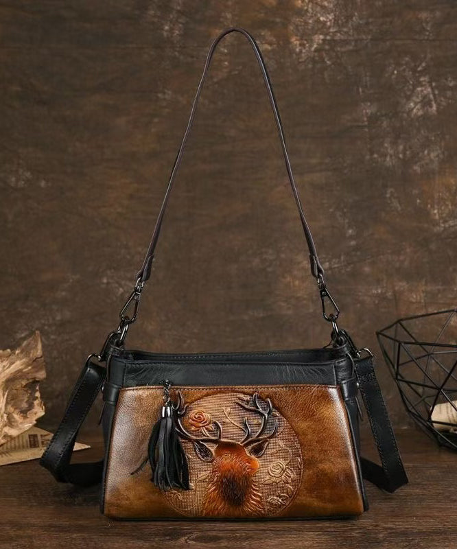 Authentique sac en cuir brun avec design sauvage - EasyApparels