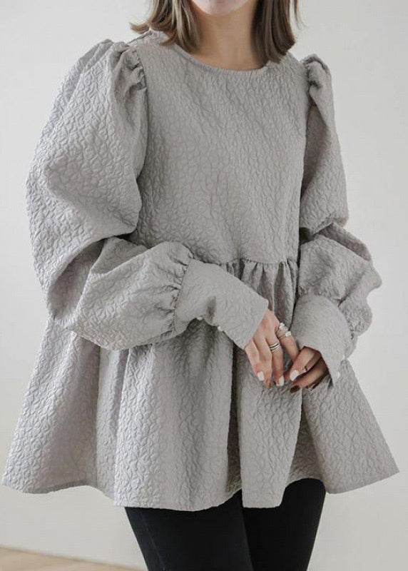 Robe grise élégante en coton pour femme automne - EasyApparels