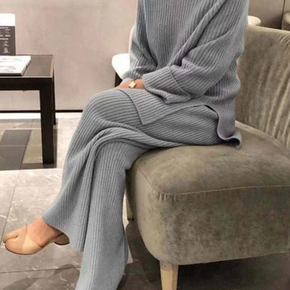 Ensemble Femme Tricoté - Pull en Coton Doux et Pantalon Confort Large