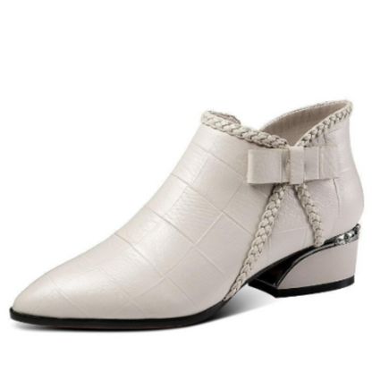 Bottines Femme Cuir Talon Bas Classique - PanierRoyale