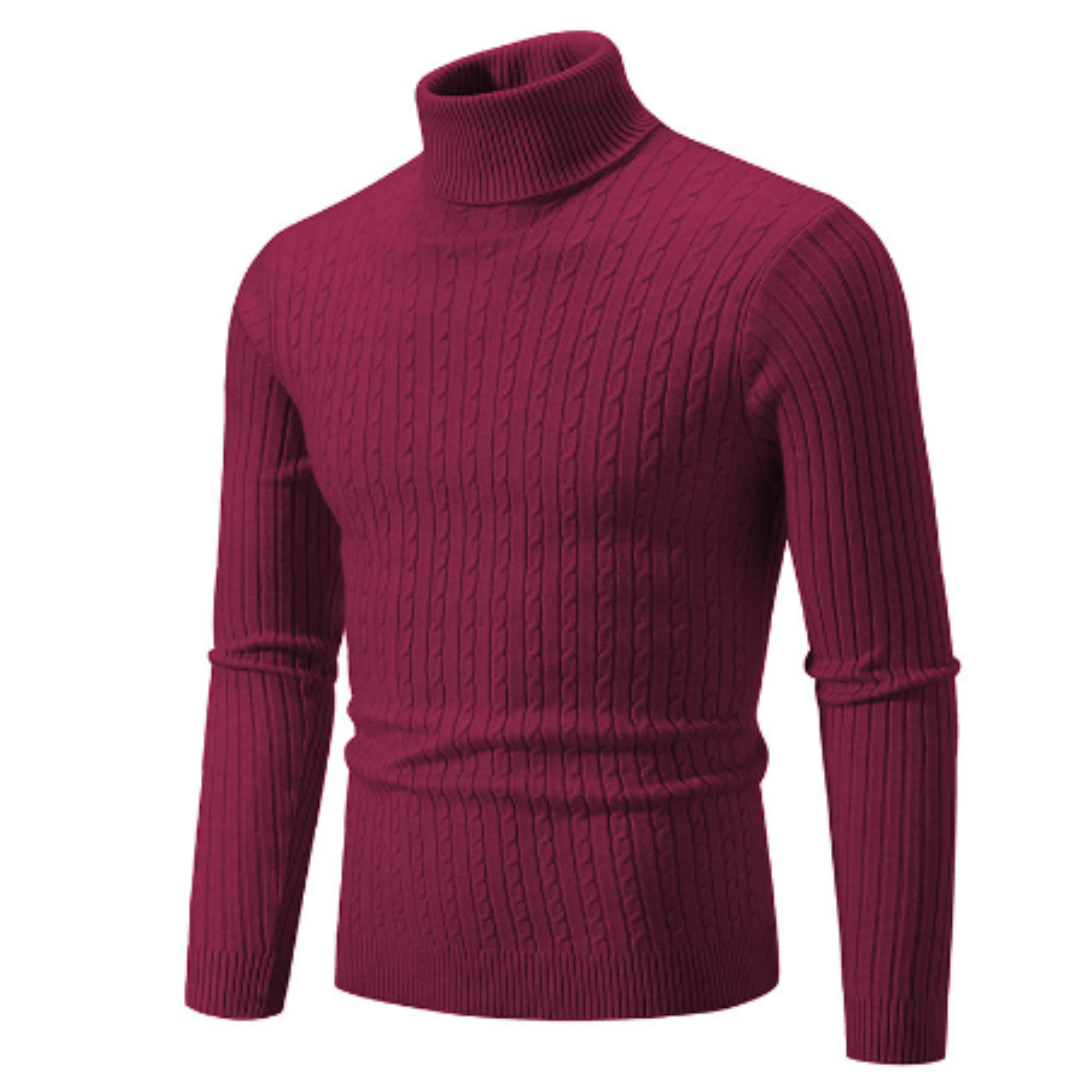 Pull Laine Châle Brun Hiver Col Roulé