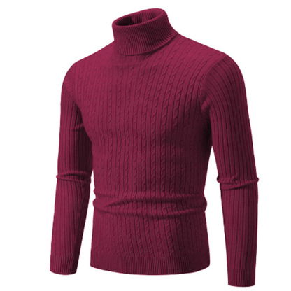 Pull Laine Châle Brun Hiver Col Roulé