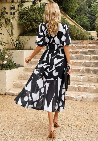 Robe Midi Imprimée Abstrait Féminine pour Femme