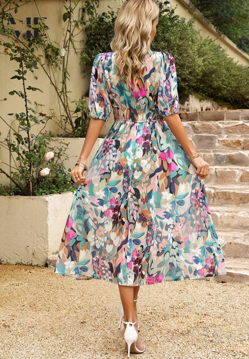 Robe Midi Imprimée Abstrait Féminine pour Femme