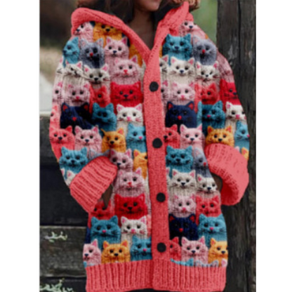 Cardigan Chat Amusant et Doux pour Femme