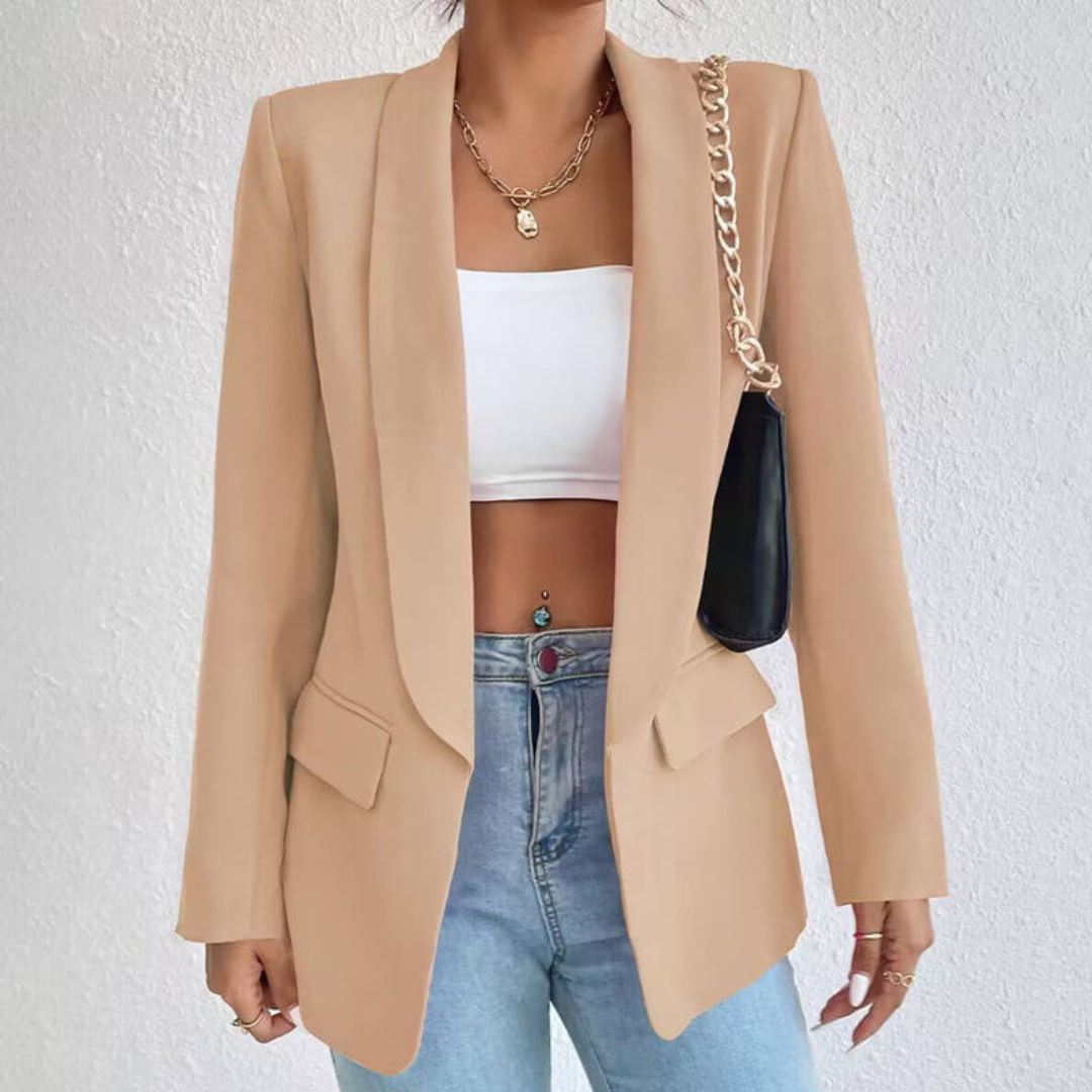 Blazer Femme Élégant Manches Longues Col V - PanierRoyale