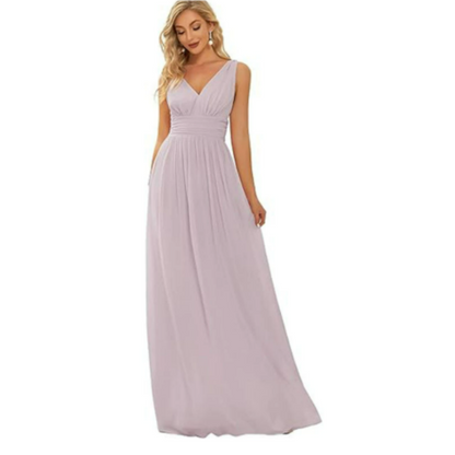 Robe Soirée Longue Femelle Sans Manches Col en V