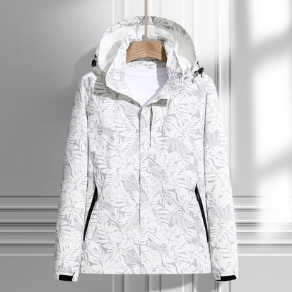 Veste femme à capuche imprimé feuille