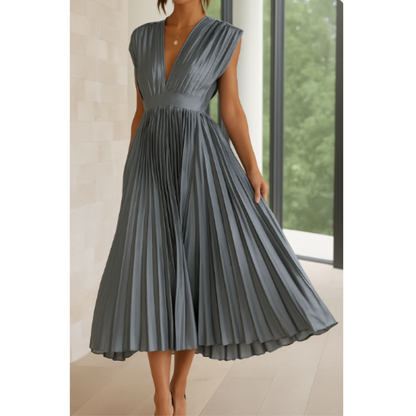 Robe De Soirée Midi Col En V Pour Femme | Sans Manches