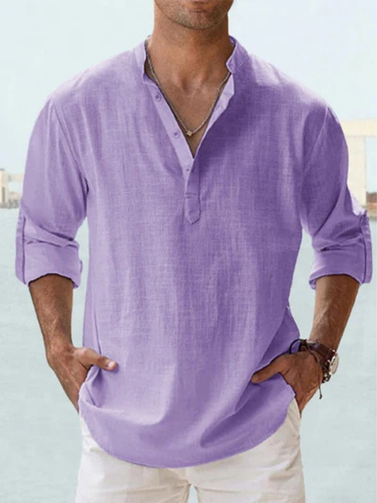 Chemise Homme Lin Respirante Coupe Ajustée Manches Longues