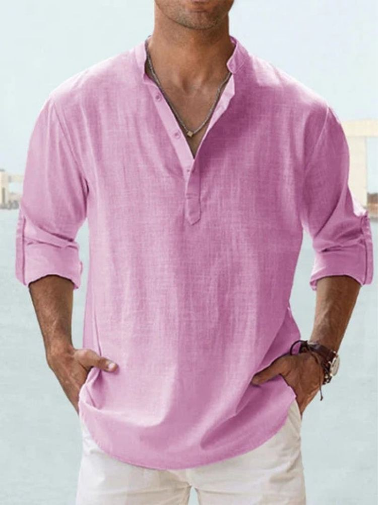 Chemise Homme Lin Respirante Coupe Ajustée Manches Longues