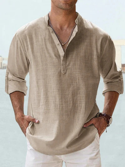 Chemise Homme Lin Respirante Coupe Ajustée Manches Longues