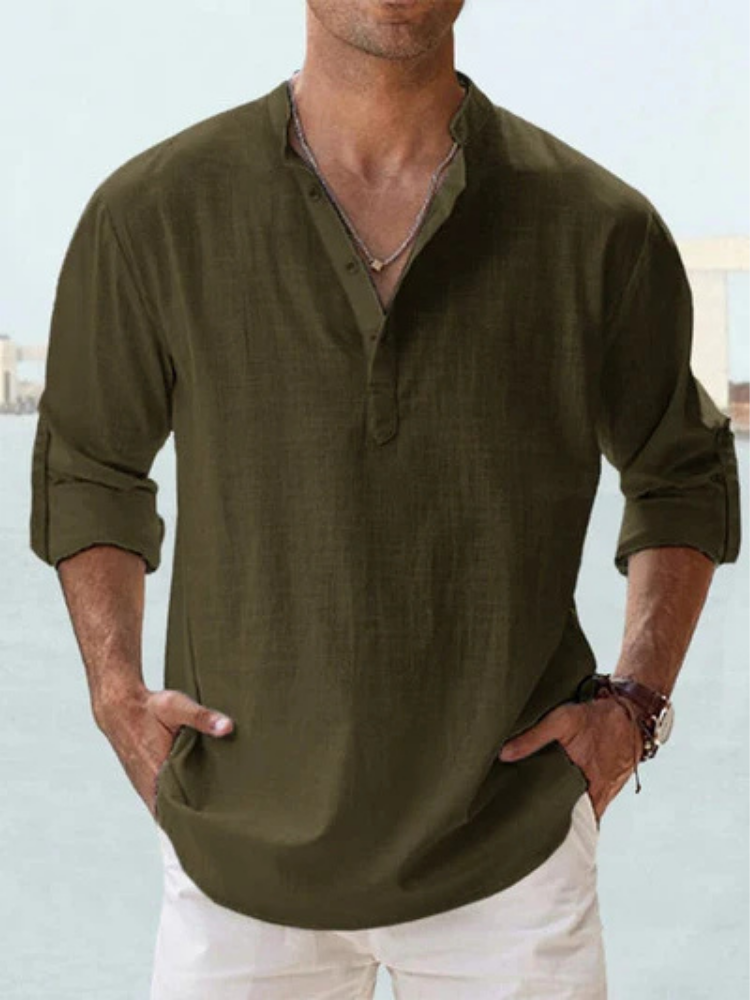 Chemise Homme Lin Respirante Coupe Ajustée Manches Longues