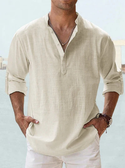 Chemise Homme Lin Respirante Coupe Ajustée Manches Longues