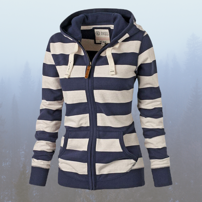 Sweat à capuche rayé doux et chaud avec poches latérales