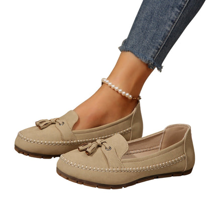 Mocassins Suède Brun avec Nœud et Coutures Raffinées