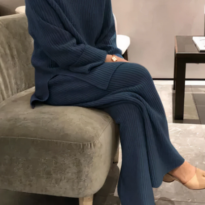 Ensemble Femme Tricoté - Pull en Coton Doux et Pantalon Confort Large